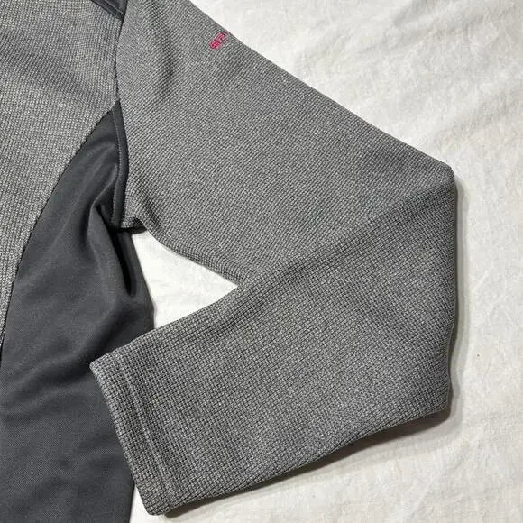 Spyder Women's Large Waffle Knit Fleece Lined Jacket Gray Pink Full Zip Hooded - Picture 9 of 14